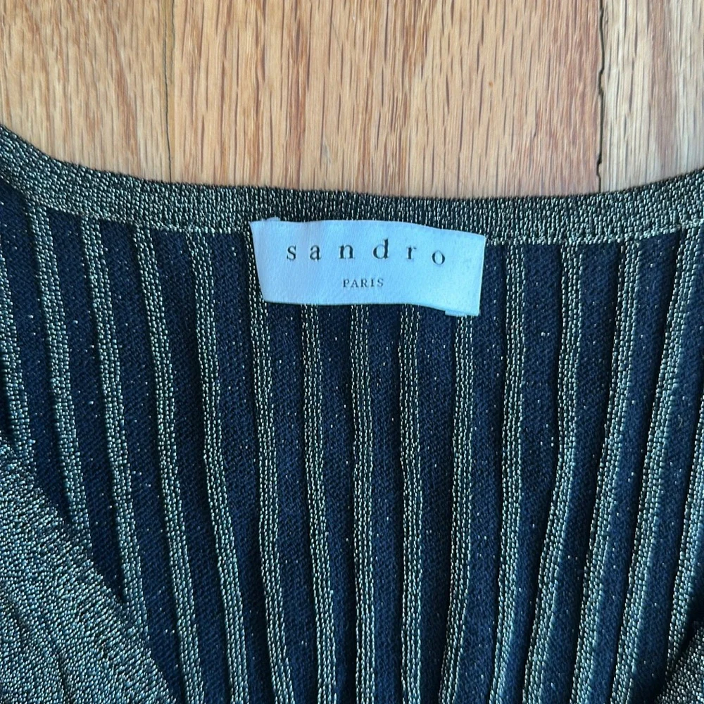 Sandro Paris Dress Black with Gold Flecks - Picture 2 of 4